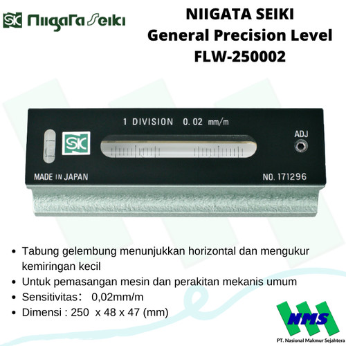[EZM.1042524] Alat Ukur Kemiringan NIIGATA SEIKI Precision Level FLW-250002 250mm