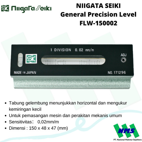 [EZM.1042526] Alat Ukur Kemiringan NIIGATA SEIKI Precision Level FLW-150002 150mm