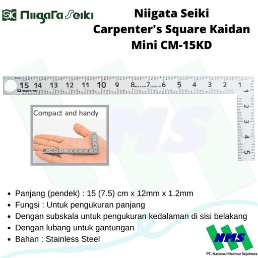 [EZM.1042529] Penggaris Siku Mini Niigata Seiki Carpenter's Square CM-15KD 15cm