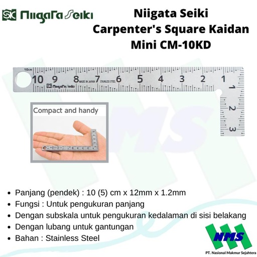 [EZM.1042530] Penggaris Siku Mini Niigata Seiki Carpenter's Square CM-10KD 10cm