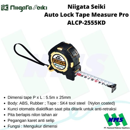 [EZM.1042536] Meteran Auto Lock Tape Measure Pro Niigata Seiki ALCP-2555KD 5.5 meter