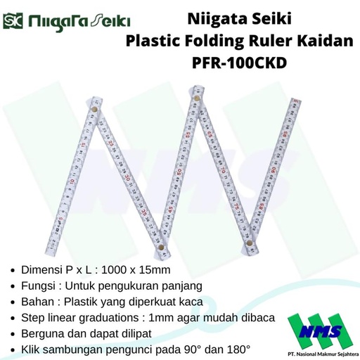 [EZM.1042539] Penggaris Lipat Niigata Seiki Plastic Folding Ruler PFR-100CKD 1000mm