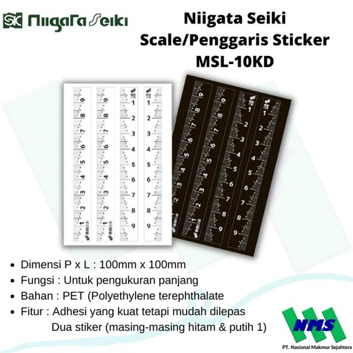 [EZM.1042544] Penggaris Tempel Niigata Seiki Scale Sticker Kaidan MSL-10KD 10cm