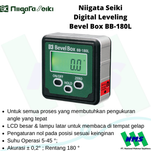 [EZM.1042552] Digital Leveling Alat Ukur Kemiringan Niigata Seiki Bevel Box BB-180L