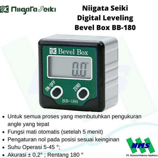 [EZM.1042554] Digital Leveling Alat Ukur Kemiringan Niigata Seiki Bevel Box BB-180