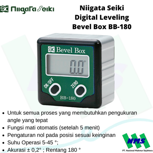 [EZM.1042554] Digital Leveling Alat Ukur Kemiringan Niigata Seiki Bevel Box BB-180