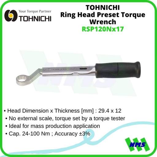 [EZM.1042562] Kunci Torsi Ring TOHNICHI Ring Head Preset Torque Wrench RSP120Nx17
