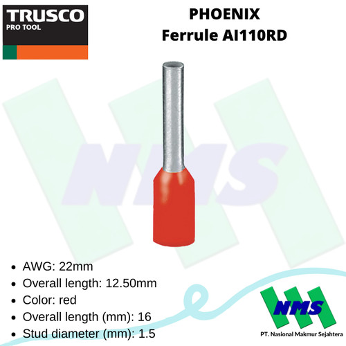 [EZM.1042580] Skun Ferrules 22mm Stud 1.8mm PHOENIX AI110RD 451-3681