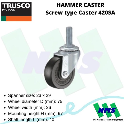 [EZM.1042582] Roda Kastor HAMMER CASTER Screw Type Caster 420SA 232-7686