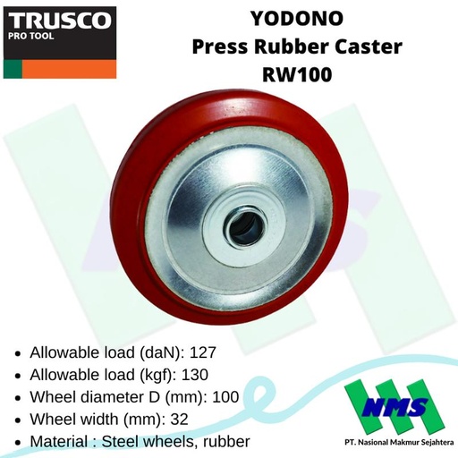 [EZM.1042584] Roda Kastor YODONO Press Rubber Caster RW100 835-3168