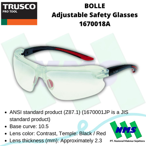 [EZM.1042598] Kacamata Safety BOLLE Adjustable Safety Glasses 1670018A 772-5060