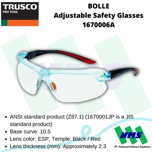 [EZM.1042599] Kacamata Safety BOLLE Adjustable Safety Glasses 1670006A 772-5051