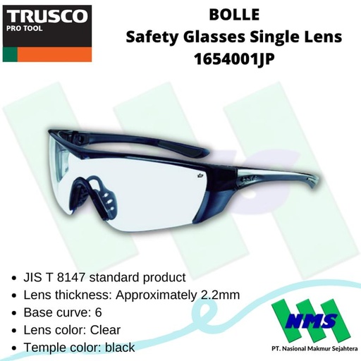 [EZM.1042600] Kacamata Safety Glasses Single Lens BOLLE 1654001JP 772-4900