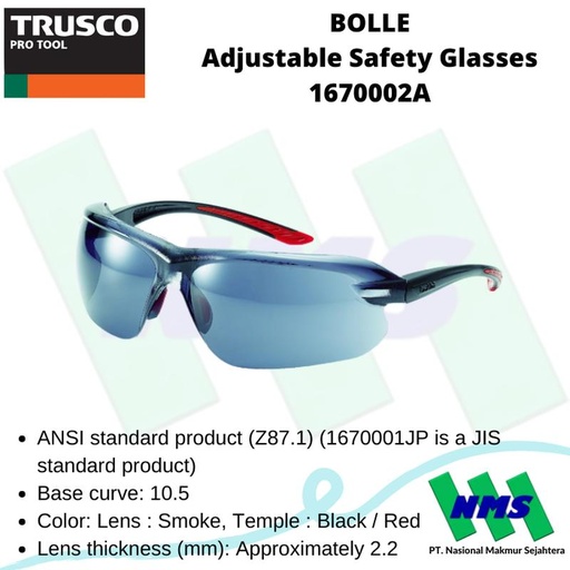 [EZM.1042601] Kacamata Safety BOLLE Adjustable Glasses 1670002A 772-5043
