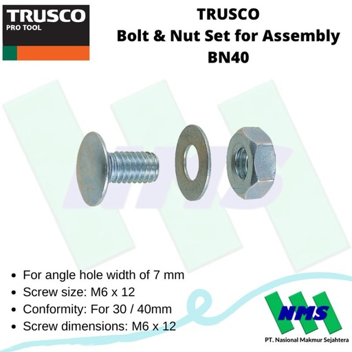 [EZM.1042606] Baut Mur Set TRUSCO Bolt & Nut Set for Assembly BN40 507-3014