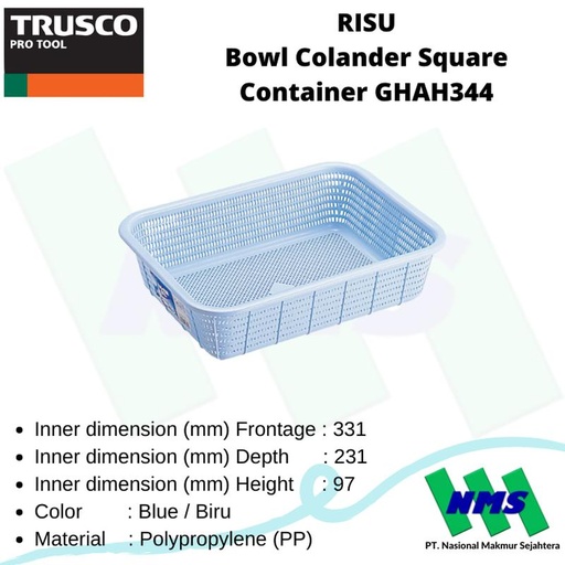 [EZM.1042613] RISU Bowl Colander Square Container GHAH344 TRUSCO 334-5378