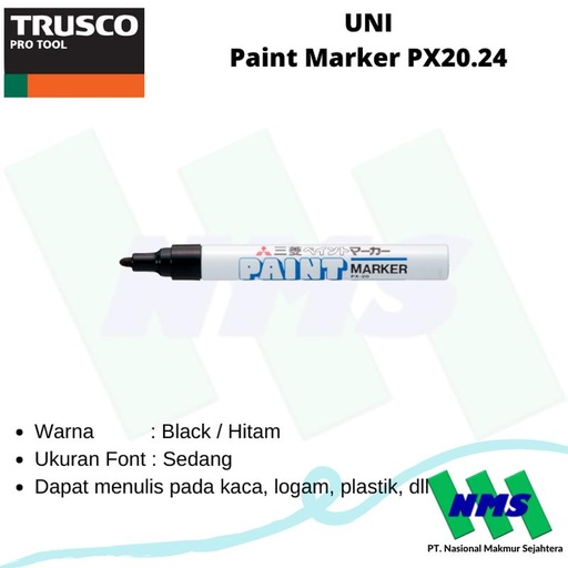 [EZM.1042617] Spidol Permanent Paint Marker Warna Hitam UNI PX20.24 TRUSCO 352-7646