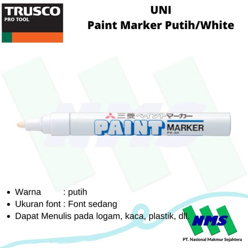[EZM.1042626] Spidol UNI Paint Marker Warna Putih PX20.1 Permanent TRUSCO 337-1115