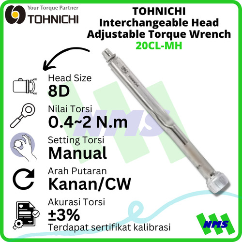 [EZM.1042631] TOHNICHI 20CL-MH Interchangeable Head Torque Wrench 4-20Kgfcm