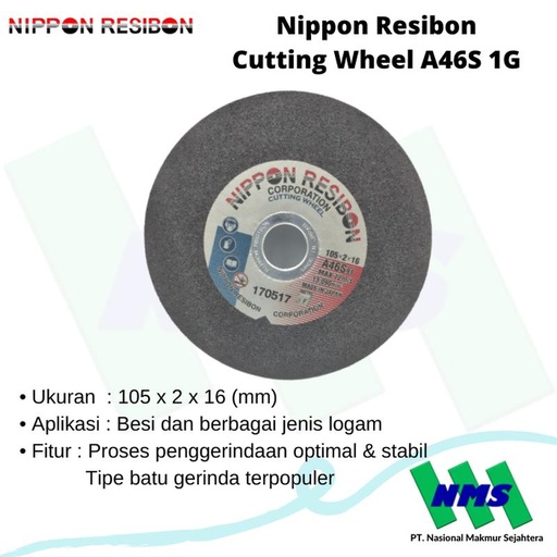 [EZM.1042637] Gerinda Potong 4" inci 105x2x16mm Nippon Resibon Cutting Wheel A46S