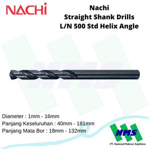 [EZM.1042662] Mata Bor 3.4mm Nachi Straight Shank Drills L/N 500 Std Helix Angle