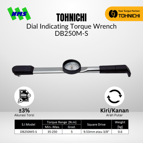 [EZM.1042702] Kunci Torsi Tohnichi DB250M-S 50 - 250 kgf.cm Dial Torque Wrench