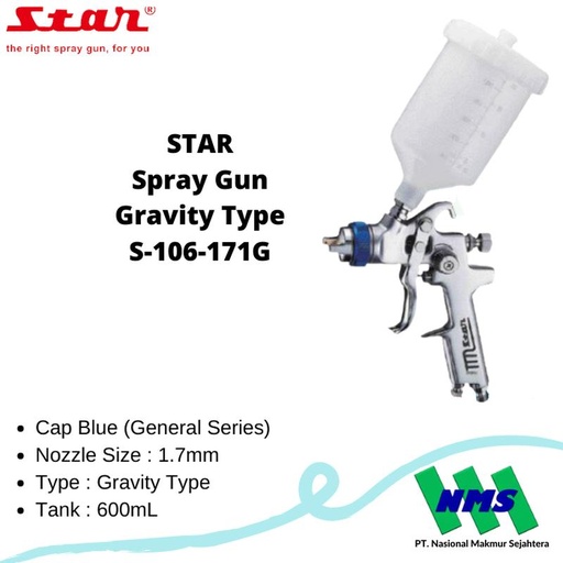 [EZM.1042714] STAR Spray Gun Gravity Type S-106-171G Nozzle 1.7mm