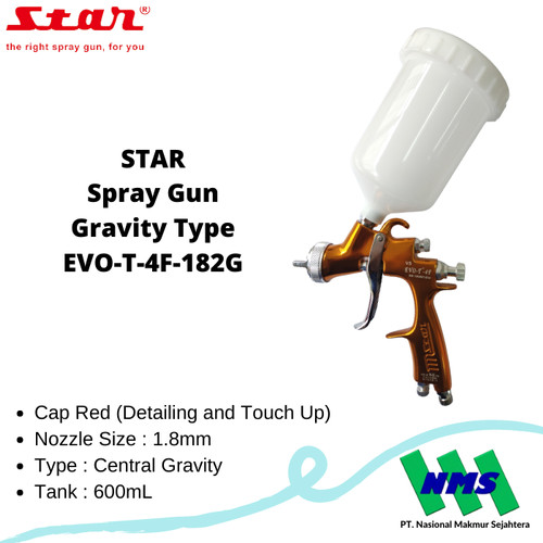 [EZM.1042722] STAR Spray Gun Gravity Type EVO-T-4F-182G Nozzle 1.8mm