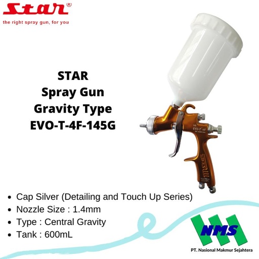 [EZM.1042724] STAR Spray Gun Gravity Type EVO-T-4F-145G Nozzle 1.4mm