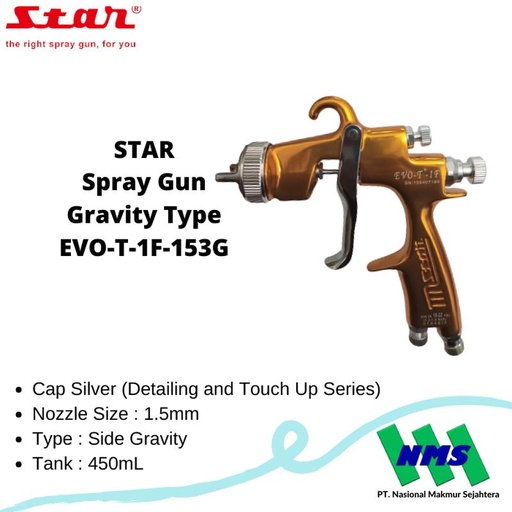 [EZM.1042725] STAR Spray Gun Gravity Type EVO-T-1F-153G Nozzle 1.5mm