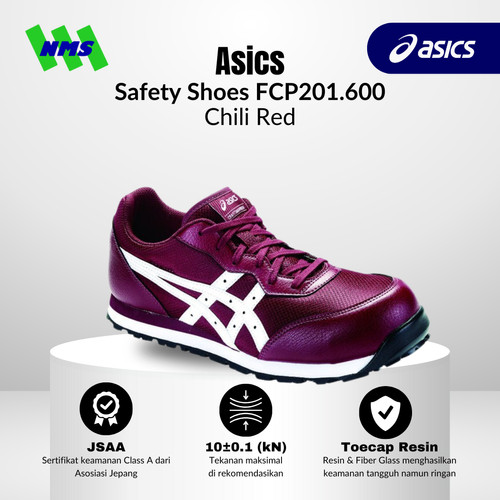 [EZM.1042732] Sepatu Safety ASICS FCP201.600 Winjob Protective Sneakers ​​Chili Red