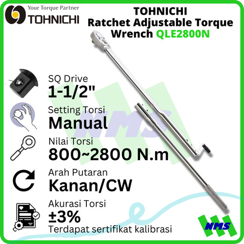 [EZM.1042741] TOHNICHI QLE2800N Ratchet Head Type Adjustable Torque Wrench Torsi