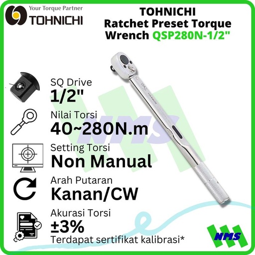 [EZM.1042742] TOHNICHI QSP280N-1/2 Ratchet Head Type Preset Torque Wrench Torsi