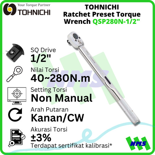 [EZM.1042742] TOHNICHI QSP280N-1/2 Ratchet Head Type Preset Torque Wrench Torsi