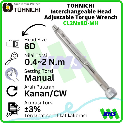 [EZM.1042750] Kunci Torsi TOHNICHI CL2Nx8D-MH 0,4-2Nm Interchangeable Torque Wrench