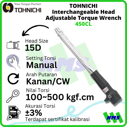 [EZM.1042751] TOHNICHI 450CL Interchangeable Adjustable Torque Wrench Kunci Torsi