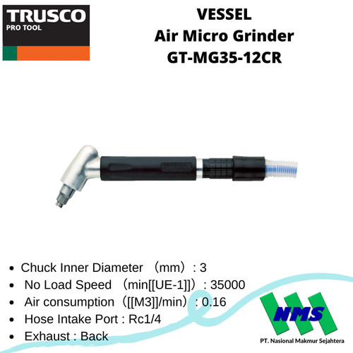[EZM.1042753] Trusco 124-7131 VESSEL Air Micro Grinder GT-MG35-12CR Gerinda Angin