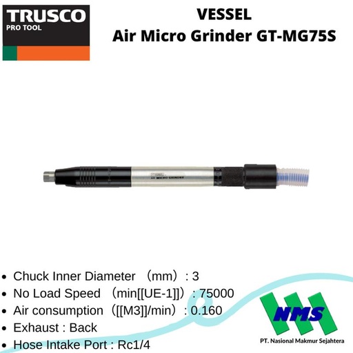 [EZM.1042759] Trusco 124-6585 VESSEL Air Micro Grinder GT-MG75S Gerinda Angin Mini