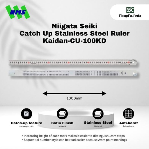 [EZM.1042764] Niigata Seiki (SK) Metal Ruler CU-100KD Penggaris
