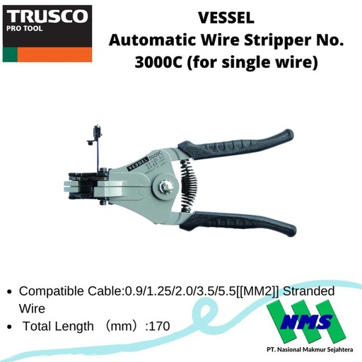 [EZM.1042774] TRUSCO 124-4396 VESSEL Automatic Wire Stripper No 3000C Pengupas Kabel
