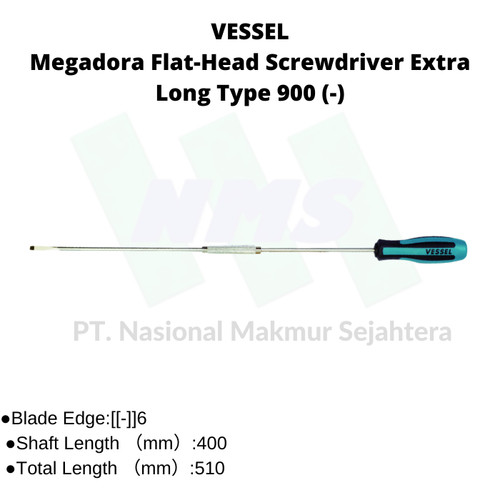 TRUSCO 124-2989 VESSEL Megadora Screwdriver Extra Long Type 900 (+/-)