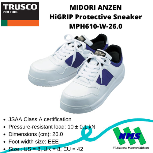 [EZM.1042784] MIDORI ANZEN HiGRIP Protective Sneaker MPH610-W-26.0 Sepatu Safety 42