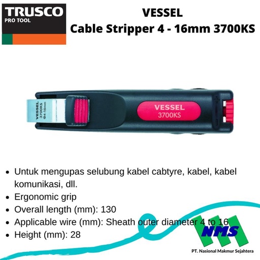 [EZM.1042785] TRUSCO 114-3061 VESSEL Cable Stripper 4 - 16mm 3700KS