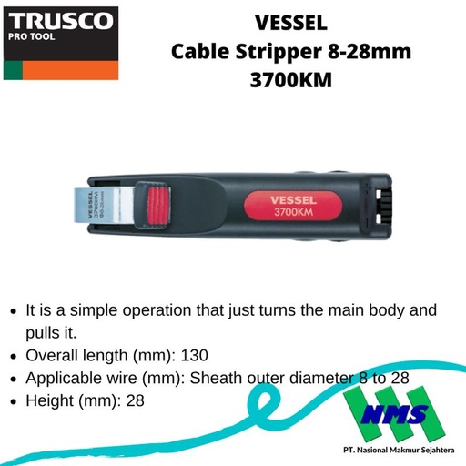 [EZM.1042787] TRUSCO 101-0958 VESSEL Cable Stripper 8-28mm 3700KM