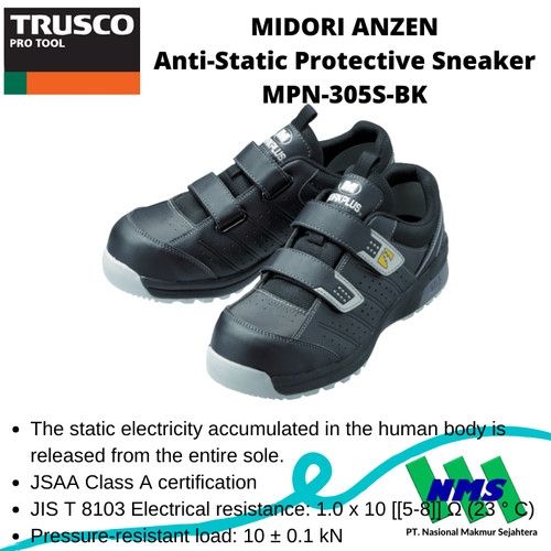 [EZM.1042788] TRUSCO 405-8861 MIDORI ANZEN Anti-Static Protective Sneaker MPN-305SBK
