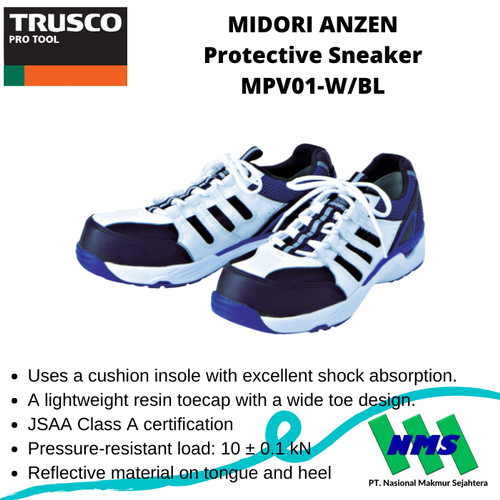 [EZM.1042790] TRUSCO 388-7367 MIDORI ANZEN Protective Sneaker MPV01-W Sepatu Safety