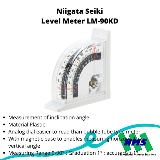 [EZM.1042833] Niigata Seiki Level Meter LM-90KD (Standard Magnet)