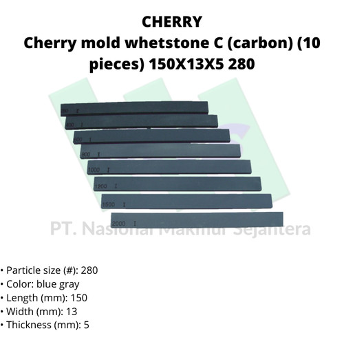 [EZM.1042975] TRUSCO 416-7724 Cherry mold whetstone C (carbon) (10 pieces) 150X13X5