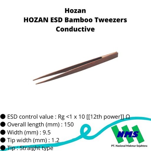 [EZM.1043018] TRUSCO 298-3672 HOZAN ESD Bamboo Tweezers Conductive P-863-150
