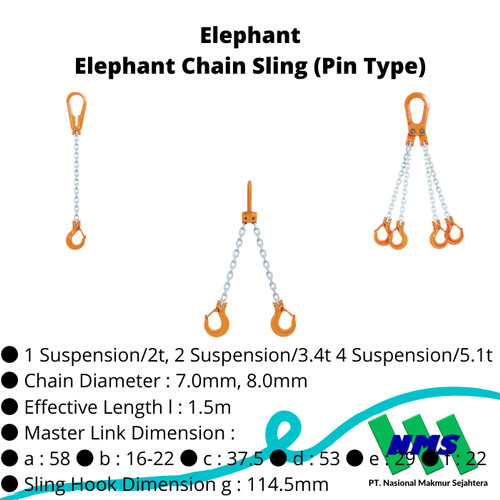 [EZM.1043090] TRUSCO 390-1891 Elephant Chain Sling (Pin Type)